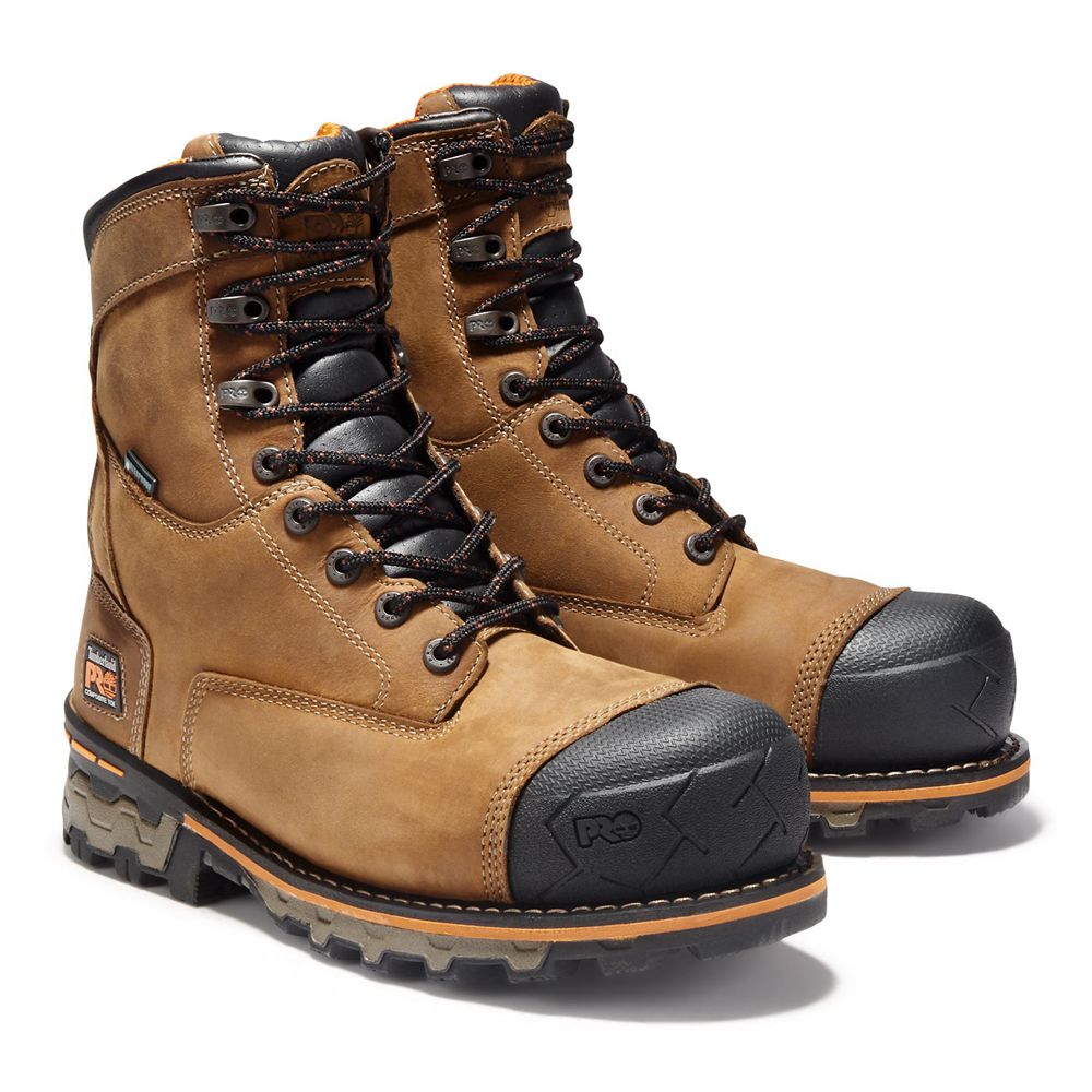 Bocanci De Muncă Timberland Barbati Maro/Negrii - Pro® Boondock 8\" Comp Toe - Romania - OBUXNI698